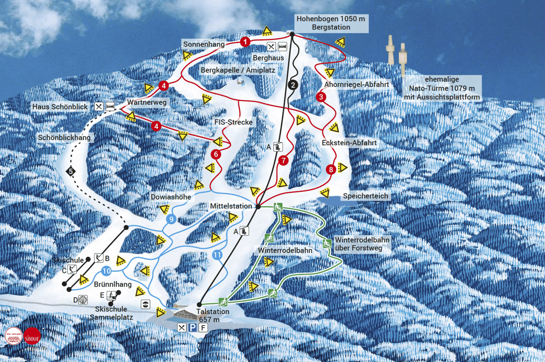 Pistenplan Skigebiet Hohenbogen